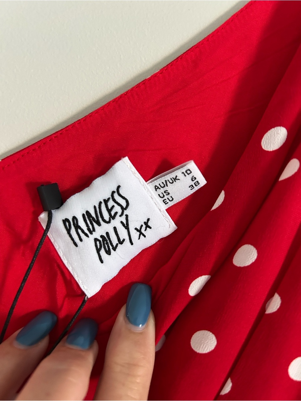 Princess Polly Red Dress with White Polka Dots - Picture 2 of 10